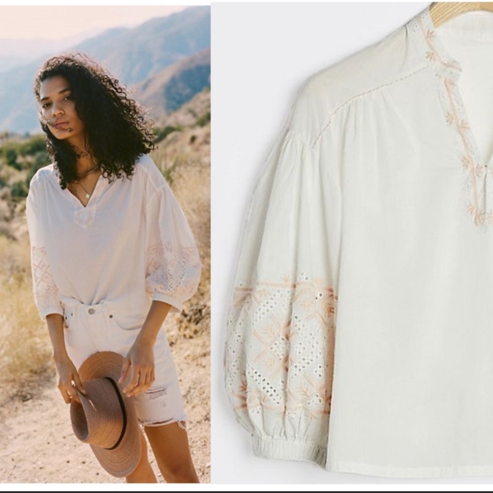 NWT Anthropologie Stephanie Embroidered Top SZ Large.